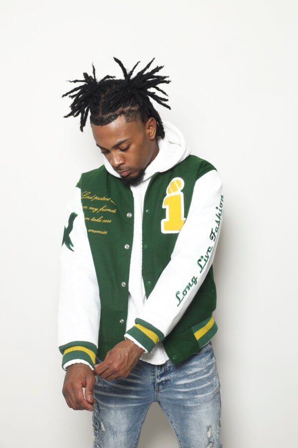 ICON Green Long Live Fashion Varsity Jacket - Icon The Collection