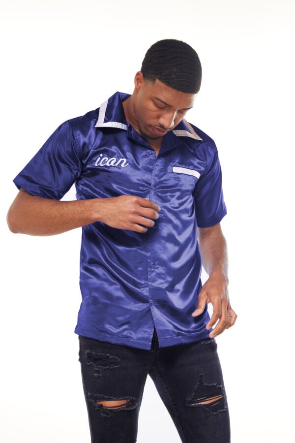 ICON Navy Silk Bowling Shirt - Icon The Collection