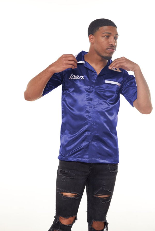 ICON Navy Silk Bowling Shirt - Icon The Collection