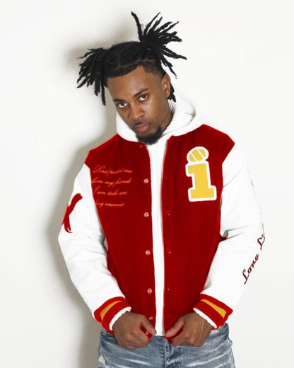 ICON Red Long Live Fashion Varsity Jacket - Icon The Collection