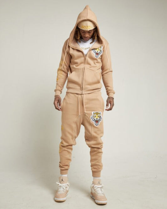 ICON Tan Zip Up Jogger Suit - Icon The Collection